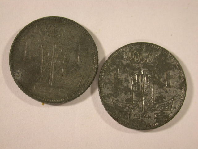  12013  Belgien  WWII  1 Franc von 1942 und 1943 in vz !!   