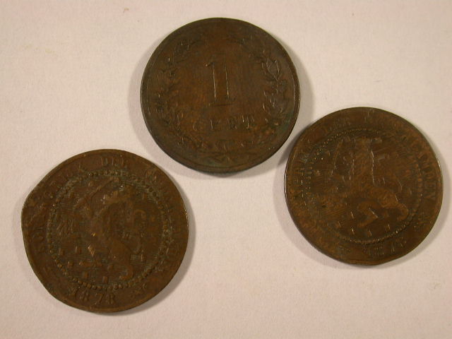  12016  Niederlande/Holland   3 x 1 Cent von 1878 !!   