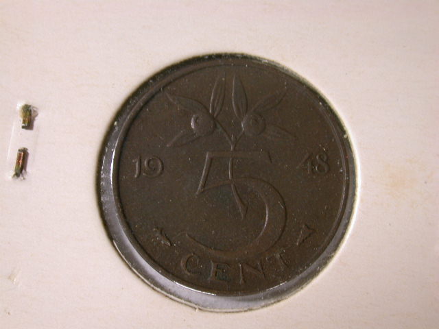  12016  Niederlande  5 Cent von 1948 in vz   