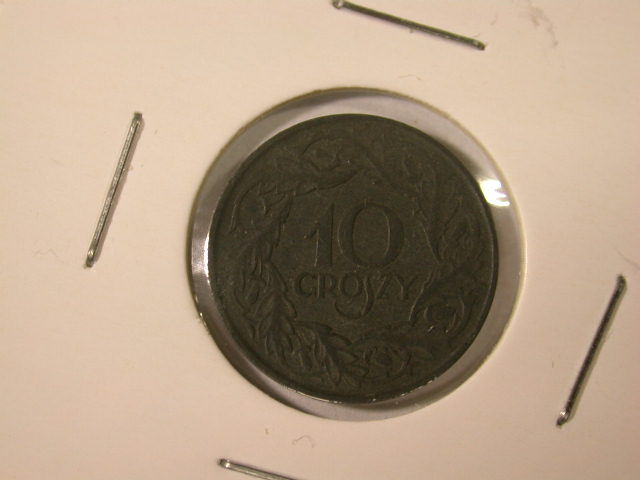  12016  Polen  10 Groszy von 1923 Zink in vz/vz-st   