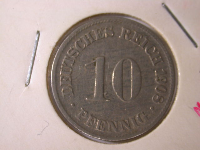 12016 Kaiserreich 10 Pfennig 1908 D in vz