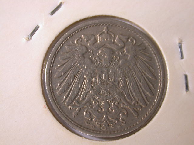 12016   Kaiserreich  10 Pfennig  1908 D  in vz   