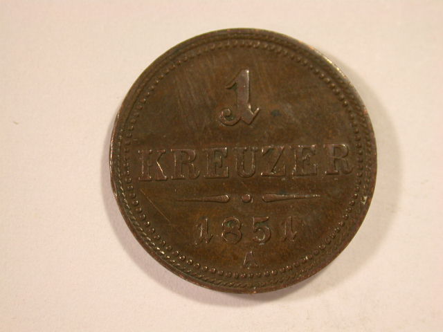  12017  Österreich  1  Kreuzer  1851 A  invz/vz-st   