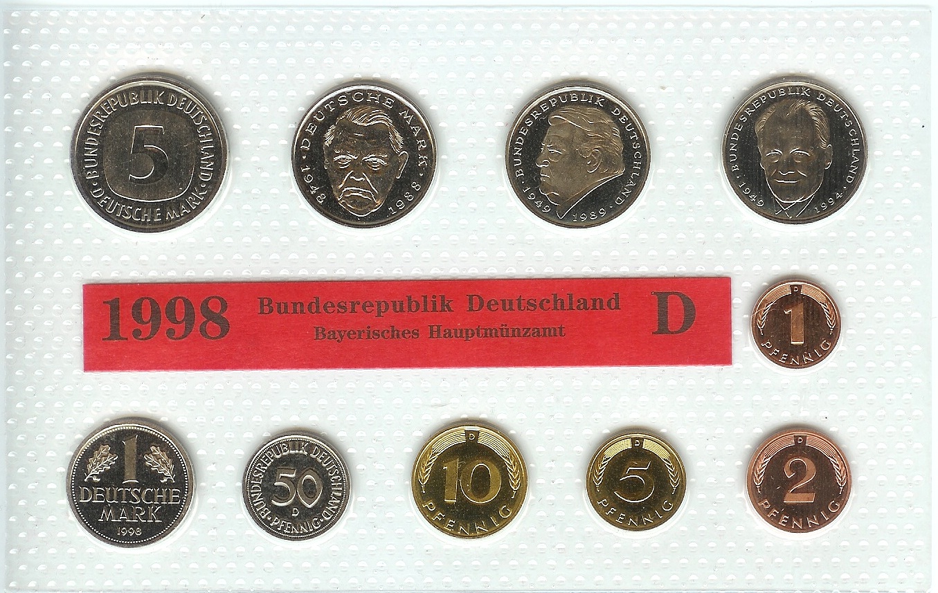  1998 D BRD KMS Kursmünzensatz ST Orginal Bad Homburg   