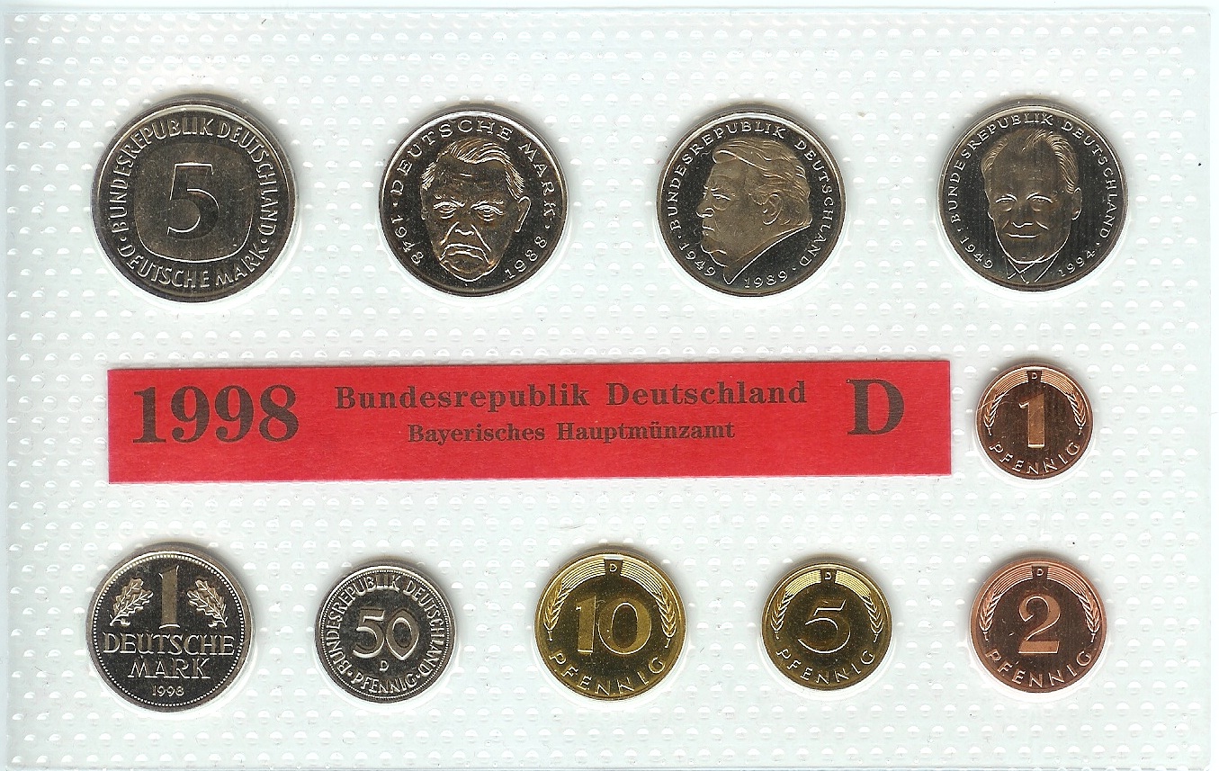  1998 D BRD KMS Kursmünzensatz ST Orginal Bad Homburg   