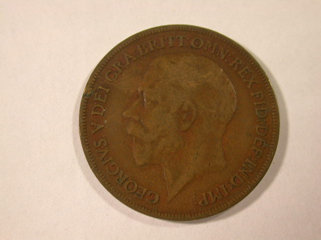  12020   GB  England  1 Penny  1920  in ss/ss-vz  (VF/VF-XF)   