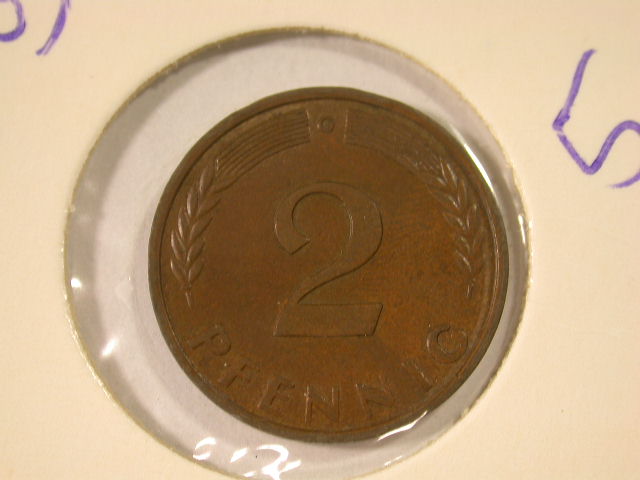  12021  2 Pfennig 1958  G  in vz/vz+   