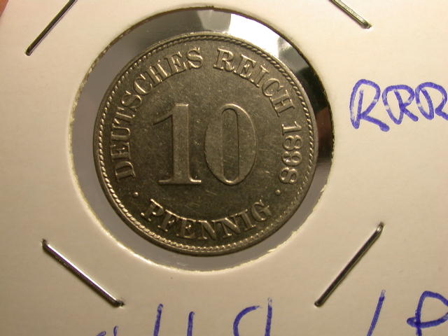 12022 Kaiserreich 10 Pfennig 1898 J in vz-st RRR Erhaltungsrarität LP