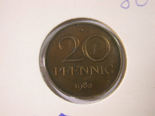 12024 DDR 20 Pfennig 1980 in Stempelglanz Rarität !!!