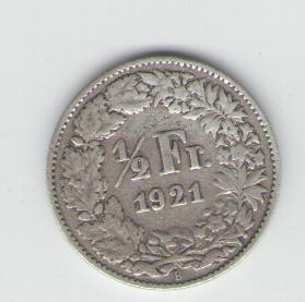  1/2 Franken Schweiz 1921 (Silber)   