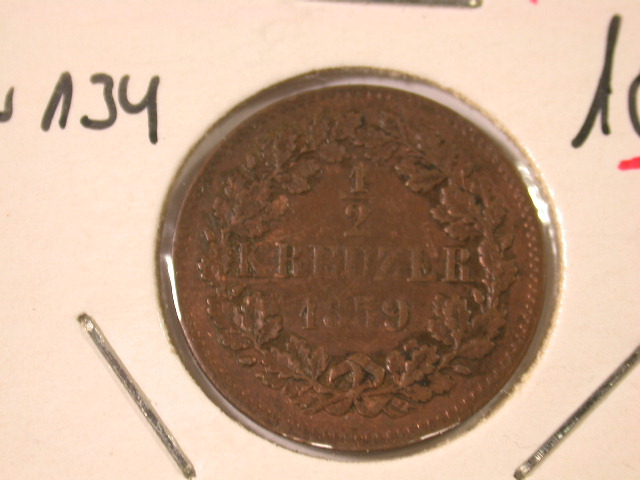 12025 Baden 1/2 Kreuzer 1859 in ss+