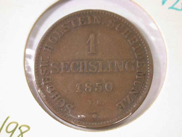  12025  Schleswig Holstein 1 Sechsling  1850 in ss-vz/vz   
