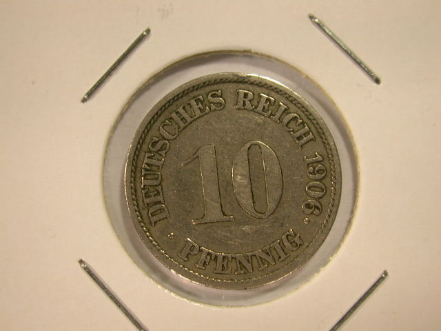  12026   Kaiserreich  10 Pfennig  1906 J  in sehr schön   