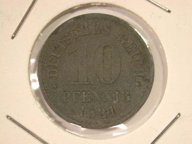  12029  Kaiserreich  J.299  10 Pfennig  1921  Ersatzmünze in ss   