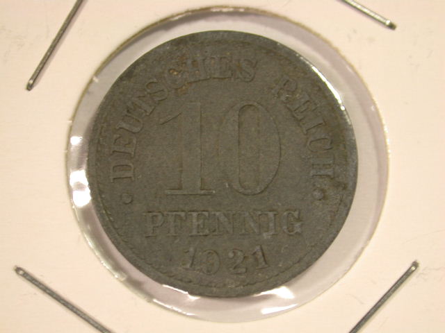 12029 Kaiserreich J.299 10 Pfennig 1921 Ersatzmünze in ss