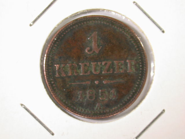 12029 KuK Österreich 1 Kreuzer 1851 A in sehr schön