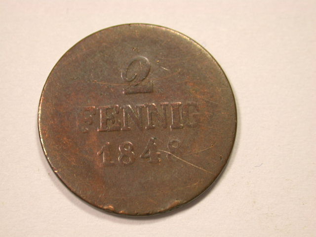  12032  Sachsen Königreich  2 Pfennig 1848 in s-ss   