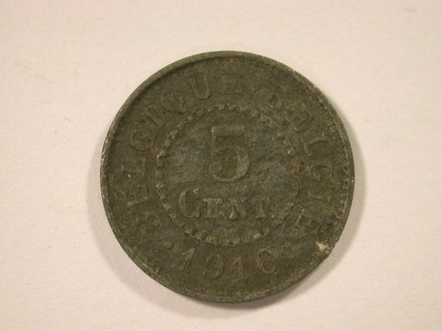 12034 Königreich Belgien 5 Cent WWI von 1916 in sehr schön