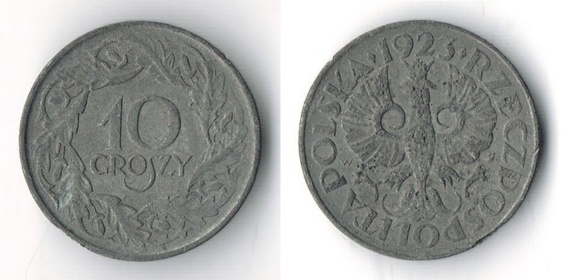  Polen,  10 Groszy  1923  FM-Frankfurt  Gewicht: 2g Zink  sehr schön / vorzüglich   