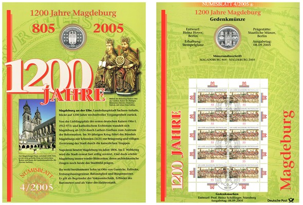  Deutschland  10 Euro (Gedenkmünze) 2005 A FM-Frankfurt  Feingewicht: 16,65g  Silber stempelglanz   