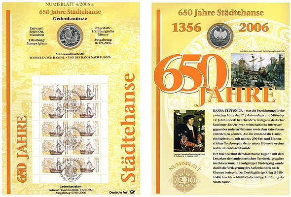  Deutschland  10 Euro (Gedenkmünze) 2006 J FM-Frankfurt  Feingewicht: 16,65g  Silber stempelglanz   