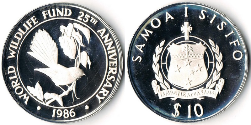  Samoa  10 Tala  1986  FM-Frankfurt  Feingewicht: 29,11g Silber pp   