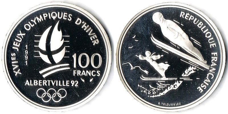  Frankreich  100 Francs  1991 FM-Frankfurt Feingewicht: 15,64g Silber PP   