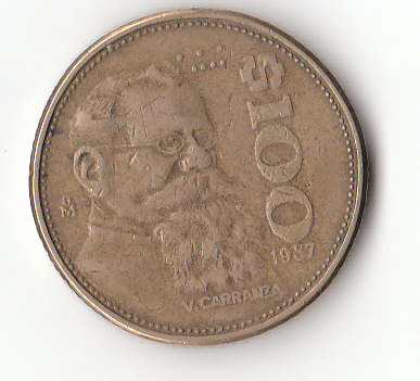 100 Pesos Mexiko 1987 (F660)