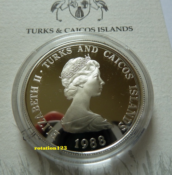  TURKS & CAICOS ISLANDS 1 CROWN 1988 Silber PP <i>25TH ANNIVERSARY WWF</i> **Max. 25.000 Exemplare**   