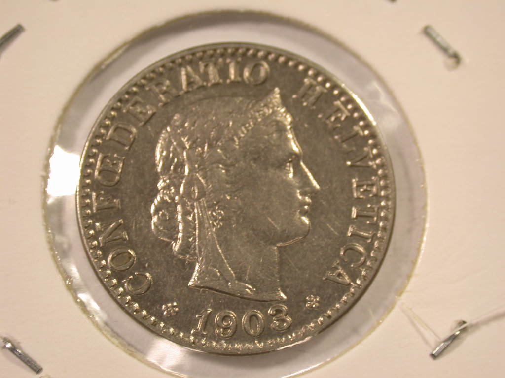12043 Schweiz 20 Rappen 1903 in vz-st !! seltener Originalbilder