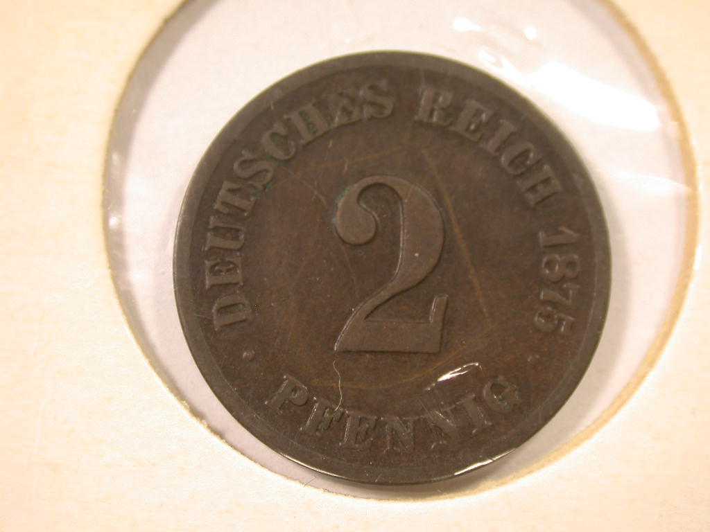  12043 KR  2 Pfennig  1875 C in ss   