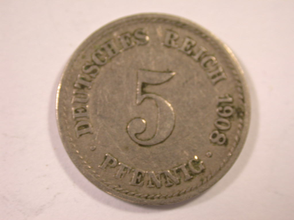 12044 KR 5 Pfennig 1908 A in ss