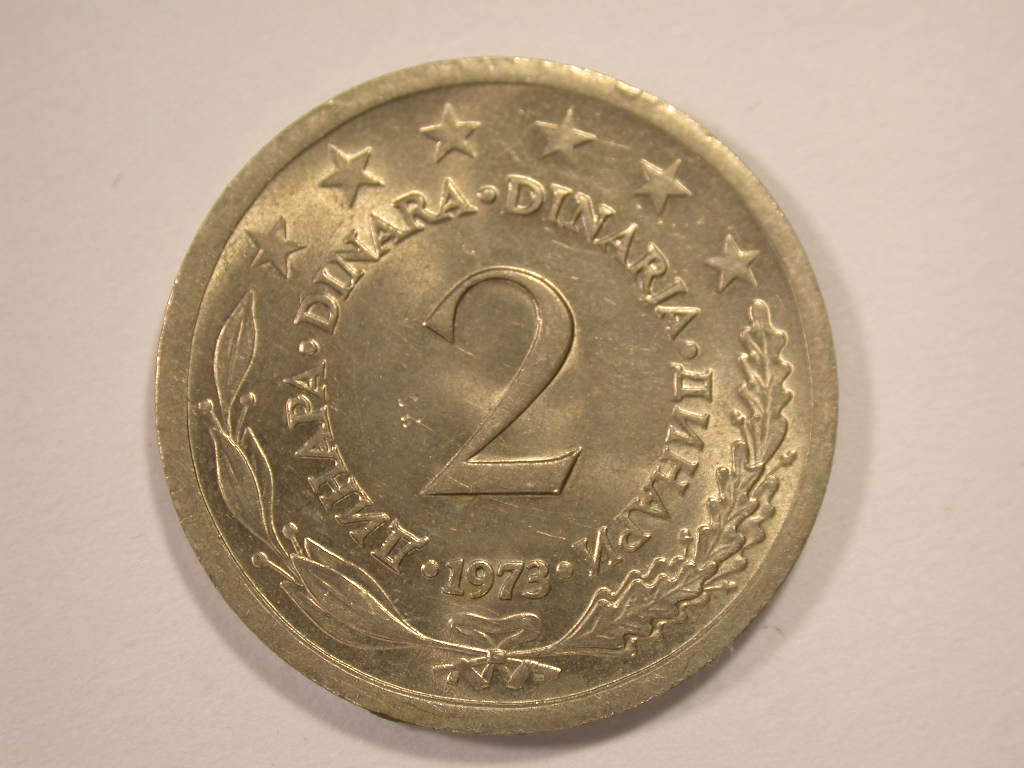 12044 Jugoslawien 2 Dinar 1973 in Stempelglanz !