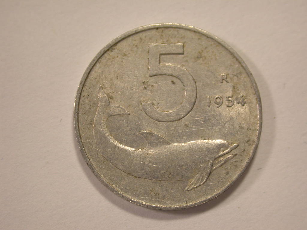  12044 Italien  5 Lire  1954  in ss-vz   