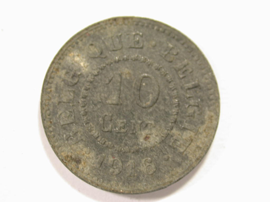 12044 WW I Belgien 10 Centimes von 1916 in ss-vz/vz