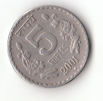  5 Rupees Indien 2001 (F735)   