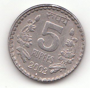  5 Rupees Indien 2002 (F736)   