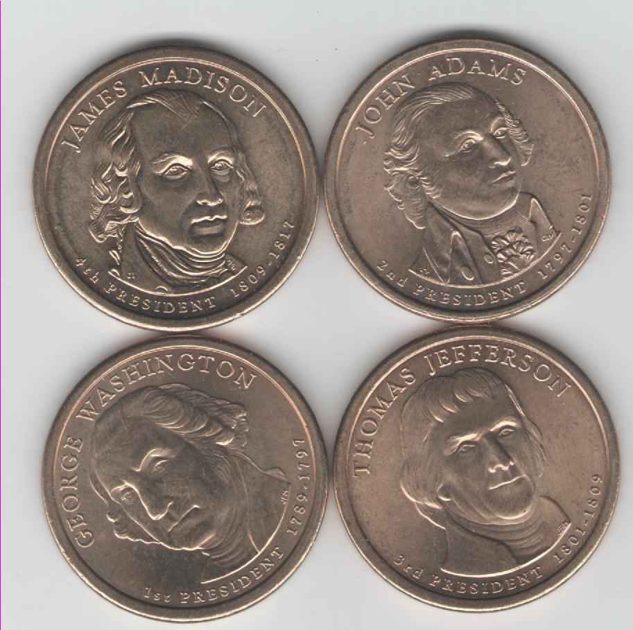  4x 1 Dollar USA 2007 (Präsidenten)  Prägung D(k45)   