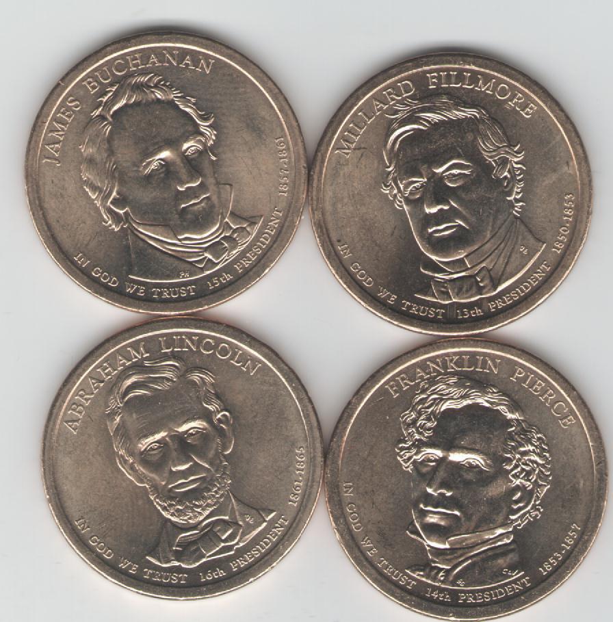  4x 1 Dollar USA 2010 (Präsidenten)  Prägung P(k54)   