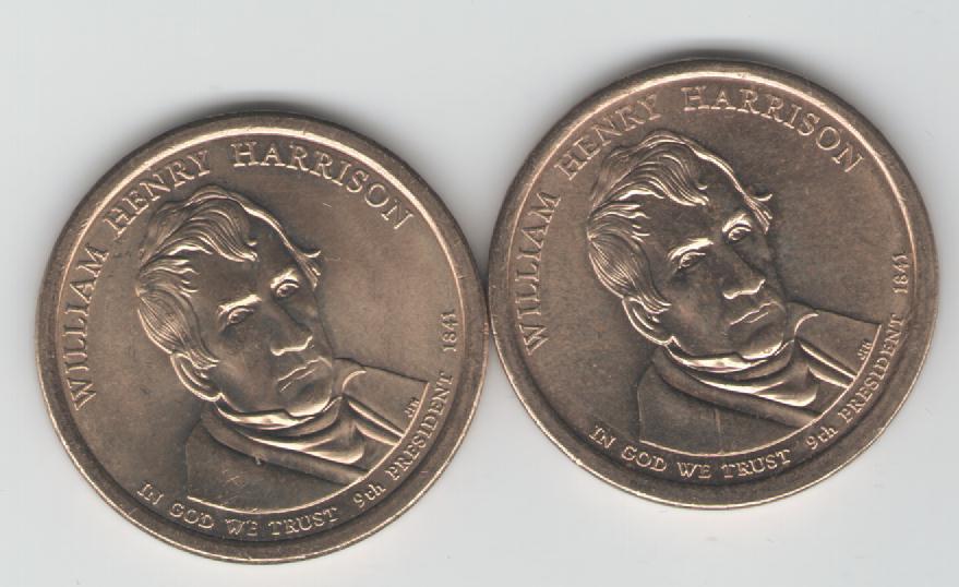  2x 1 Dollar USA 2009 (Präsidenten) (Harrison)beide Prägungen D und P(k52)   