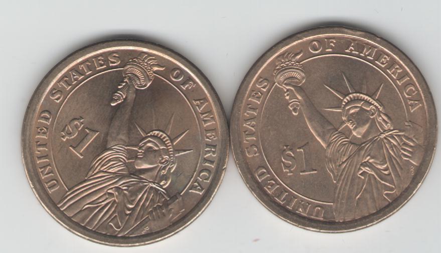  2x 1 Dollar USA 2009 (Präsidenten) (Harrison)beide Prägungen D und P(k52)   