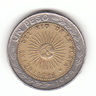  1 Peso Argentinien 1995 Münzzeichen A Inschrift Provincias (F759)   