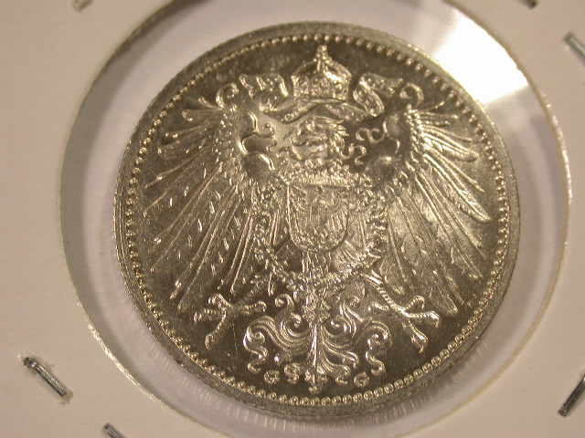 12046 Jäger 17, 1 Mark 1909 G in Stempelglanz !!