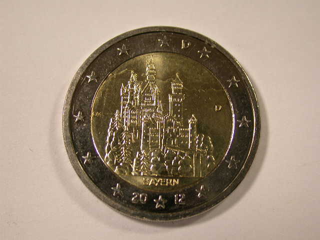 12046 2 Euro Neuschwanstein Bayern direkt v.d.Bundesbank 2012 D in f.st