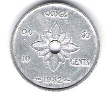  Laos 10 Cent Al 1952  Schön Nr.1   