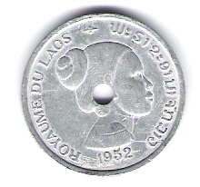  Laos 10 Cent Al 1952  Schön Nr.1   