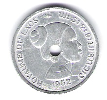  Laos 10 Cent Al 1952  Schön Nr.1  (D2/236)   