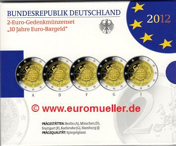 Deutschland ...2 Euro Gedenkmünzenset 2012...PP...Bargeld   