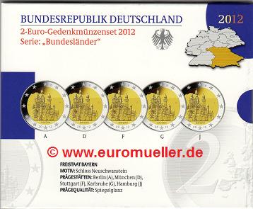 Deutschland ...2 Euro Gedenkmünzenset 2012...PP...Bayern   