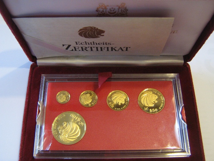 Singapur Löwe Goldmünzensatz 1991 59,04g Gold   